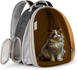 Halinfer Polarized Bubble Window Airline Approved Carry Bag Small Puppy & Cat Carrier Backpack with Front Extension, Large, Tint Brown