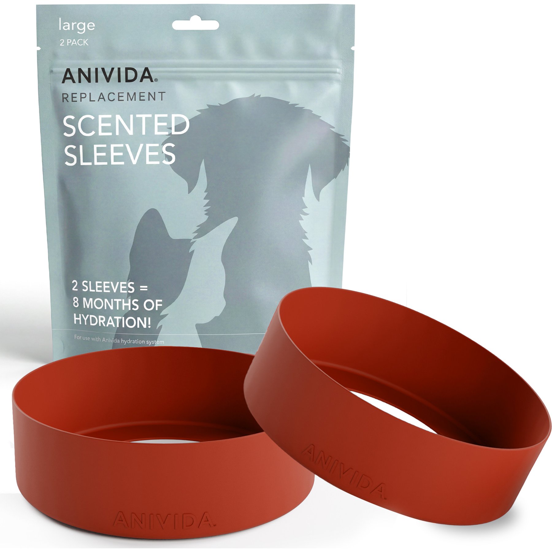 Anivida Bowl Beef Scented Dog Replacement Sleeve, Red, 2 count, Large
