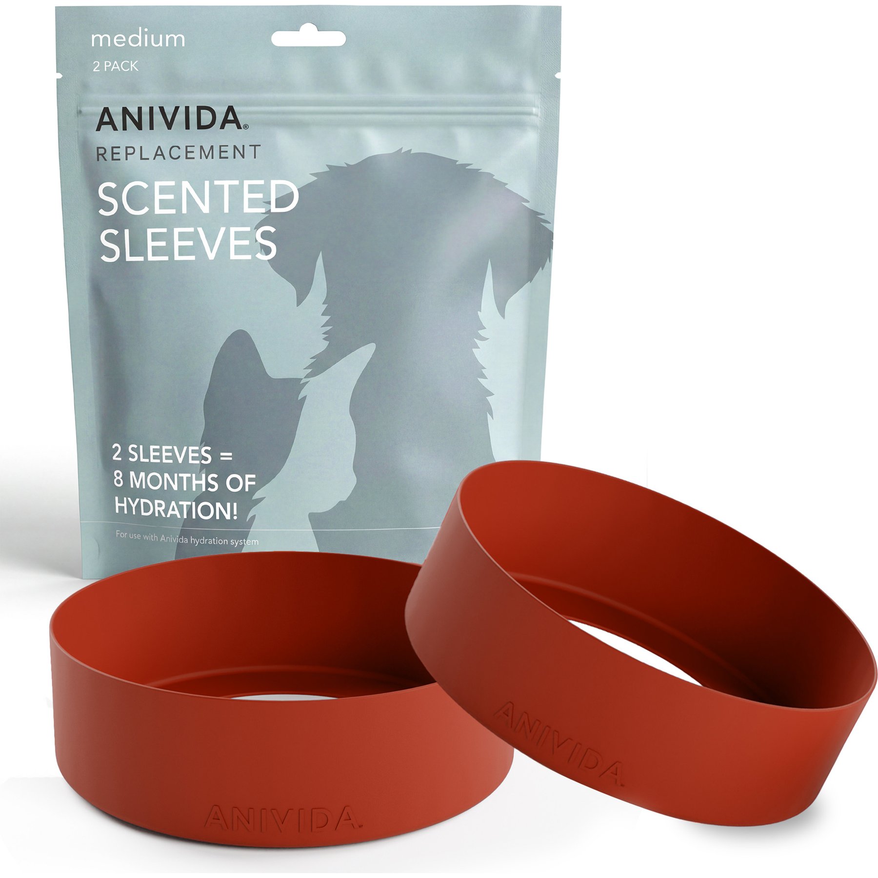 Anivida Bowl Beef Scented Dog Replacement Sleeve, Red, 2 count, Medium