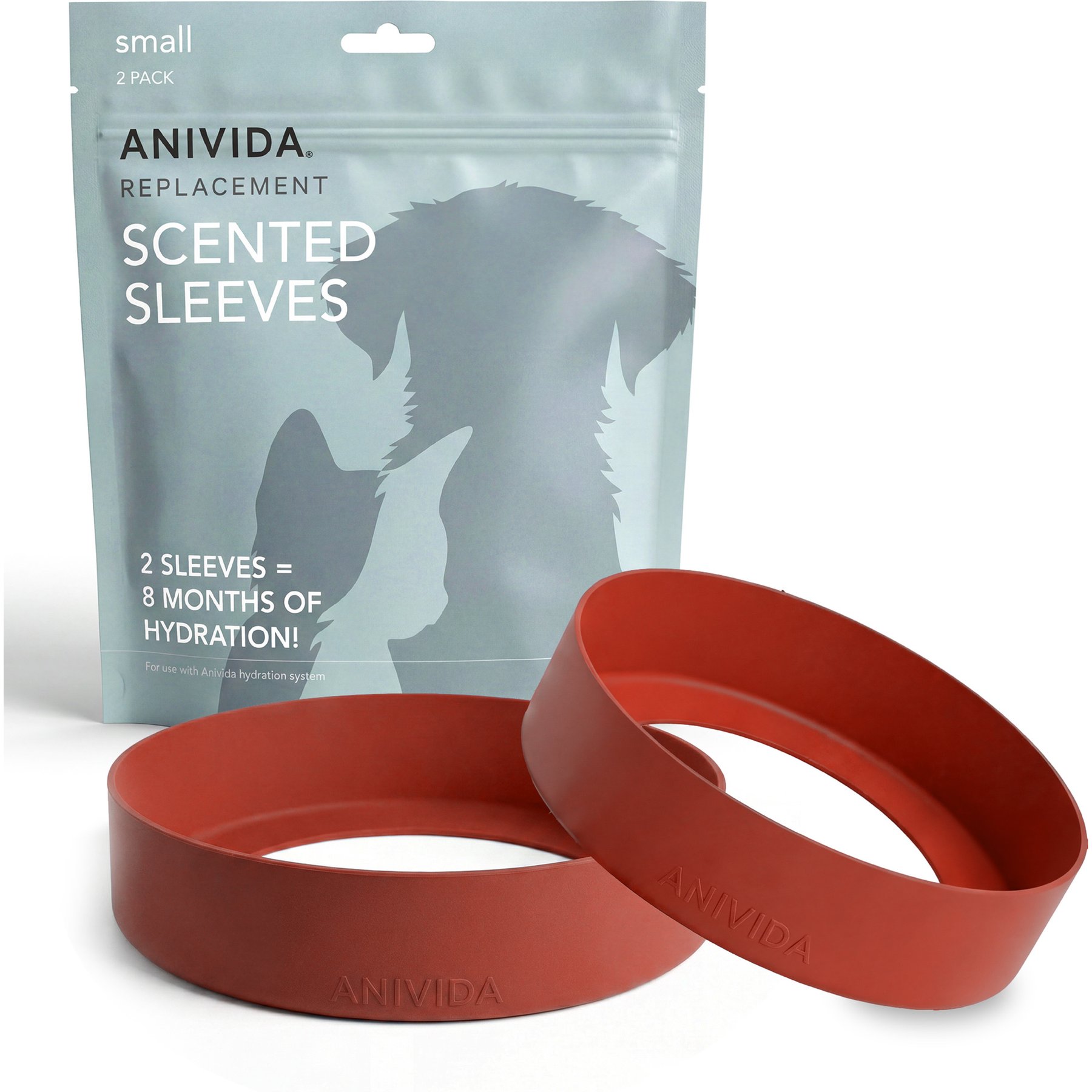 Anivida Bowl Beef Scented Dog Replacement Sleeve, Red, 2 count, Small