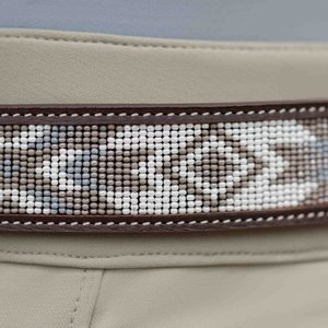 Equinavia Estelle Hand Beaded Horse Riding Belt, Dark Brown/Light Olive, Large