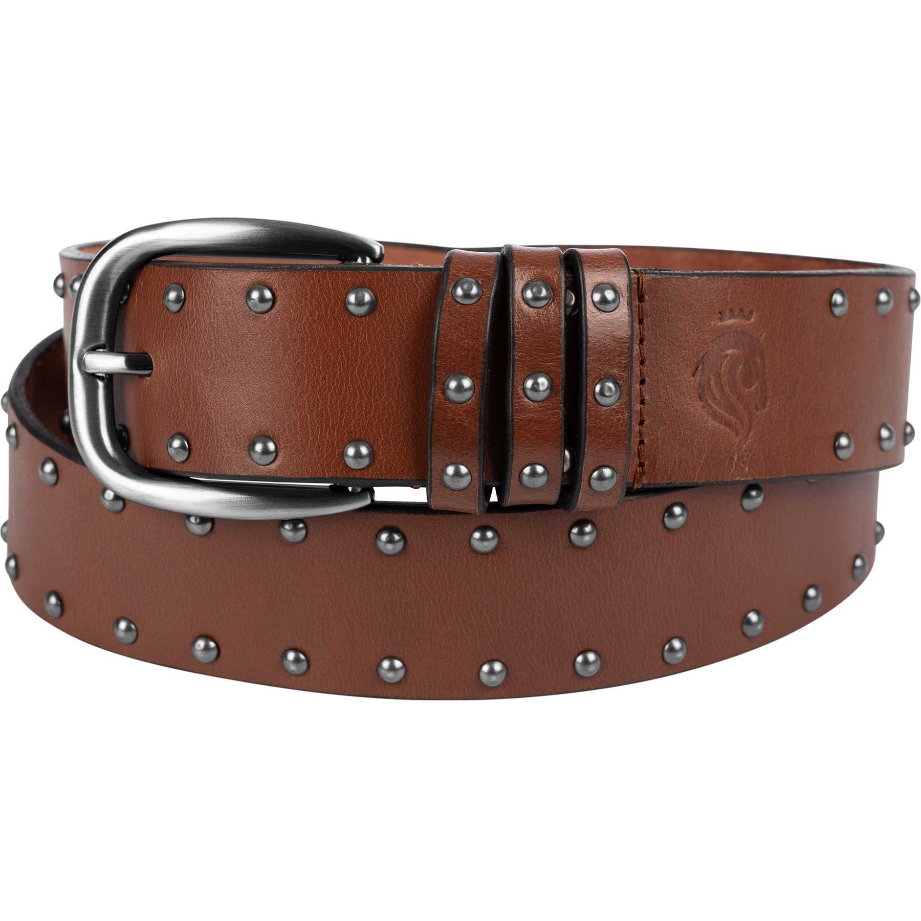 Equinavia Katja Studded Leather Horse Riding Belt, Chestnut Brown, Small