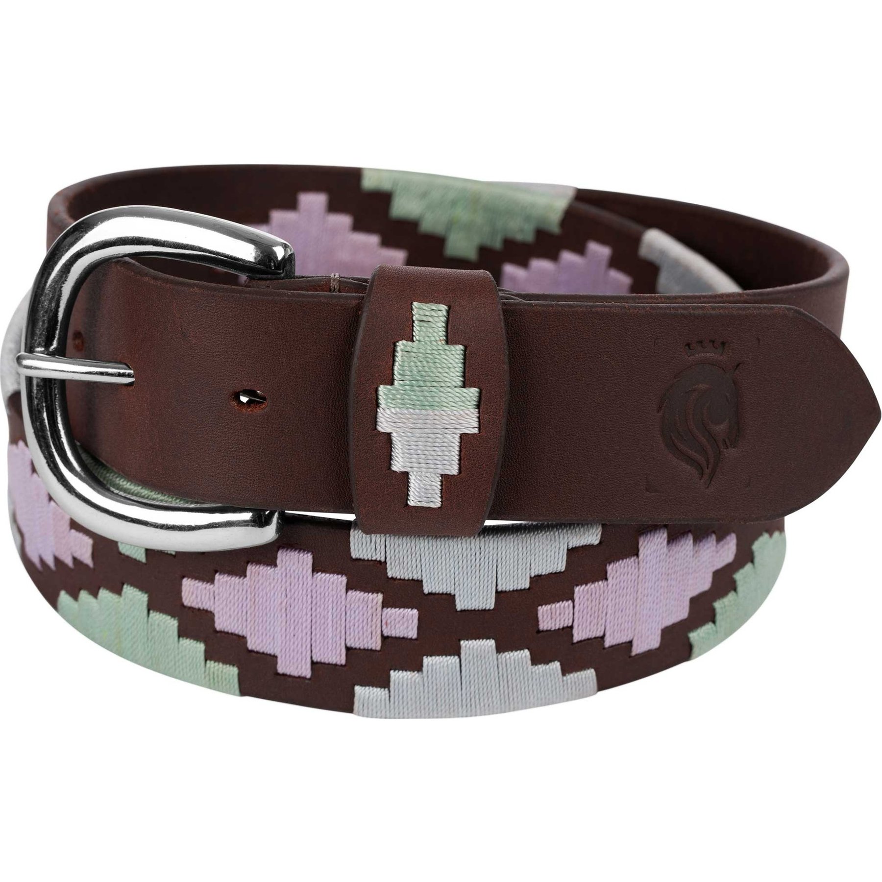 Equinavia Siri Polo Horse Riding Belt, Brown/Lavender/Misty Jade, X-Large