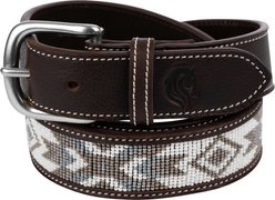 Equinavia Estelle Hand Beaded Horse Riding Belt, Dark Brown/Light Olive, X-Small