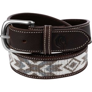 Equinavia Estelle Hand Beaded Horse Riding Belt, Dark Brown/Light Olive, Large
