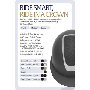 Equinavia Crown MIPS Horse Riding Helmet, Black/Black Shimmer, Medium