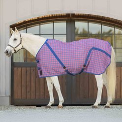 Equinavia Fryd Cotton Horse Stable Sheet, Pink Flambe/Galaxy Blue, 78-in