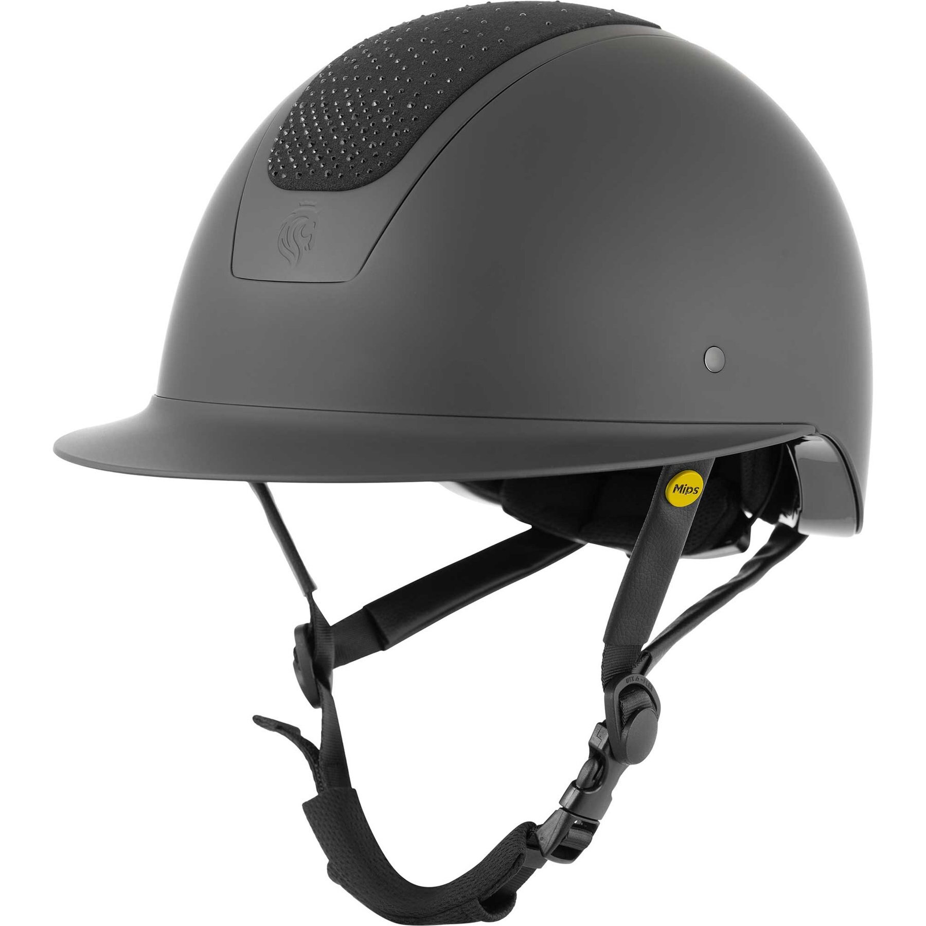Equinavia Crown MIPS Horse Riding Helmet, Black/Black Crystal, Medium
