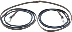 Equinavia Saga Leather Snap Front Horse Draw Reins, Chocolate Brown/Navy