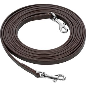 Equinavia Saga Leather Snap Front Horse Draw Reins, Chocolate Brown