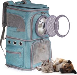 Halinfer Two Compartments Shoulder-Strap Backpack Dog & Cat Carrier, 20-in, Green