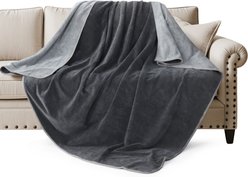 LOOBANI Waterproof Soft Flannel & Coral Fleece Dog Bed Blanket, Grey, 40 x 60-in
