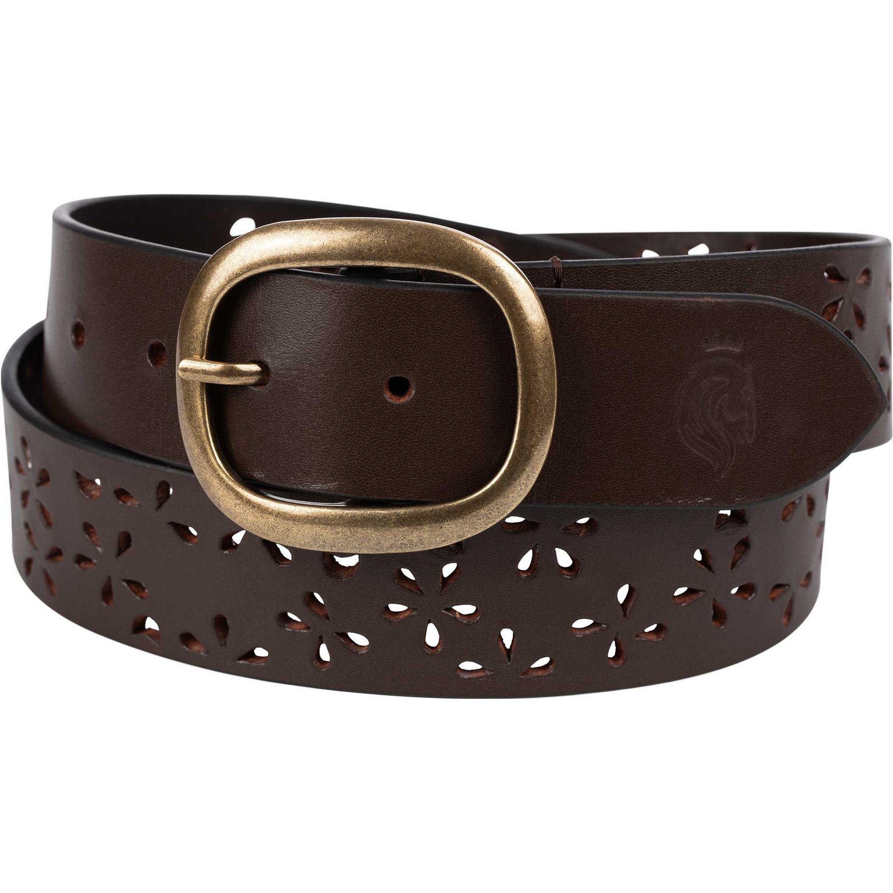 Equinavia Emmi Flowers Leather Horse Riding Belt, Chocolate Brown, Medium