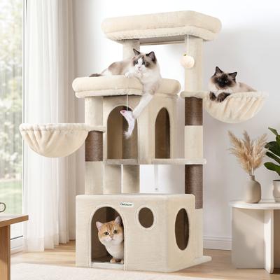 48-in Plush Condo Cat Tree, Beige