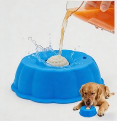 GroovyPets Anti-Slip Stable & Non-Skid Plastic Slow Feeder Dog Bowl, Medium: 0.8-cup, Blue slide 2 of 8