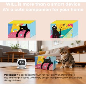 Shele Will AI Interactive Voice-Activated 3-in-1 Moving Laser & Feather Teaser Motion Toy with 10+ Sounds Robot Cat, Gray/Purple