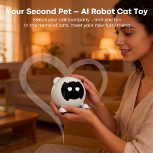 Shele Will AI Interactive Voice-Activated 3-in-1 Moving Laser & Feather Teaser Motion Toy with 10+ Sounds Robot Cat, Gray/Purple