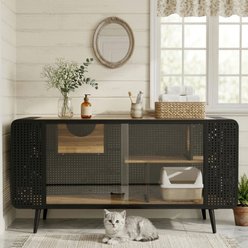Yafylly Spacious Tempered Glass Cat House, Black/Brown slide 2 of 8