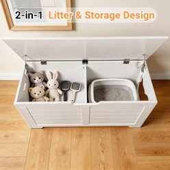 Yafylly Top Open Cat Litter Box Enclosure, Cream White slide 2 of 8