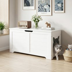 Yafylly Top Open Cat Litter Box Enclosure, Cream White