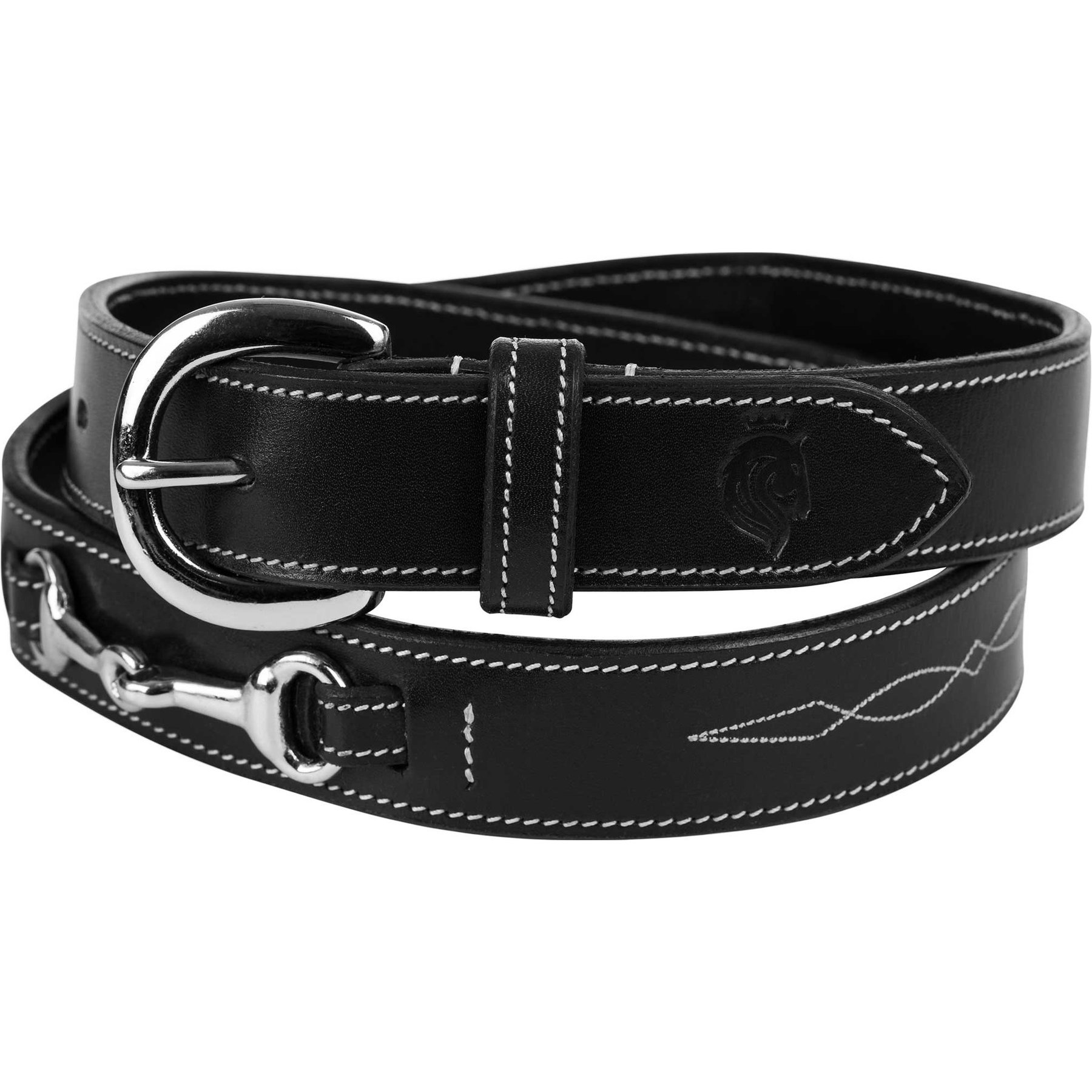 Equinavia Filippa Fancy Stitch Bit Horse Riding Belt, Black, X-Large