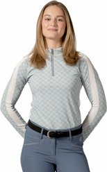 Equinavia Selma Women's Long Sleeve Horse Sun Shirt, Light Grey/Lavender, Medium