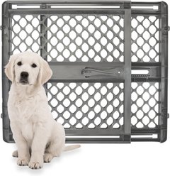 MyPet Essential Fieldstone Plastic Pressure-Mounted Dog Gate, Dark Gray