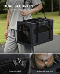 Pecute Scientific Hidden Partition Breathable Portable Travel Bag Dog & Cat Carrier, Deep Grey, X-Large slide 2 of 8