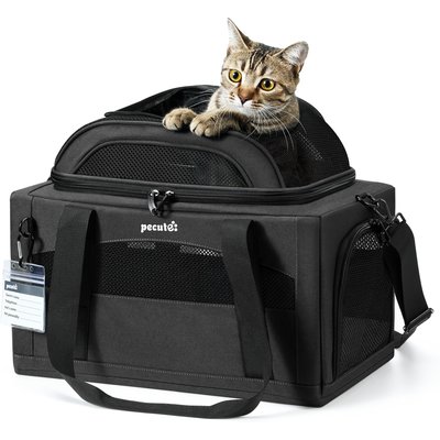 Pecute Pecute Top Expandable Airline Approved Bag Dog & Cat Carrier, 16.5-in, Dark Grey