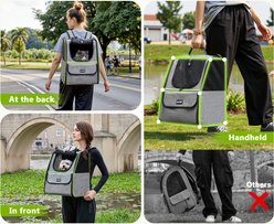 Pecute Expandable Mesh Backpack Dog & Cat Carrier with Safety Leash, Grey slide 2 of 9