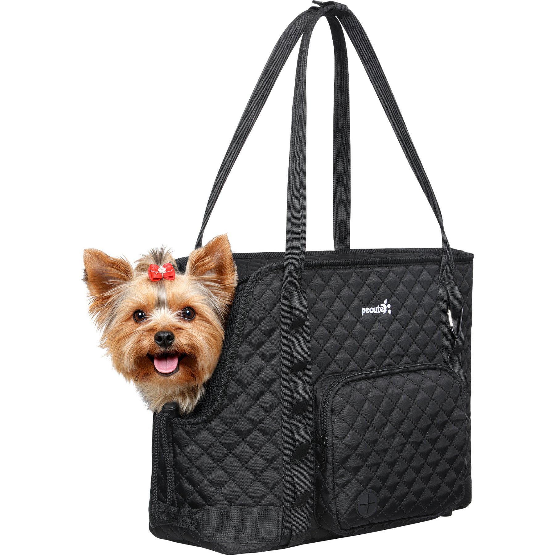 Pecute Tote Purse Style Dog & Cat Carrier with Pockets, Black