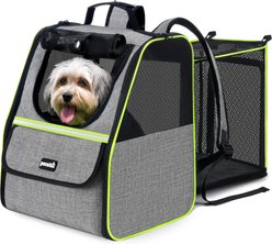 Pecute Travel Expandable Breathable Backpack Dog & Cat Carrier with Safety Rope, Grey