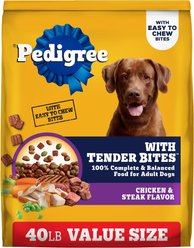 Pedigree Tender Bites Complete Nutrition Chicken & Steak Flavor Dry Dog Food, 40-lb bag