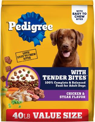 Pedigree Tender Bites Complete Nutrition Chicken & Steak Flavor Dry Dog Food, 40-lb bag