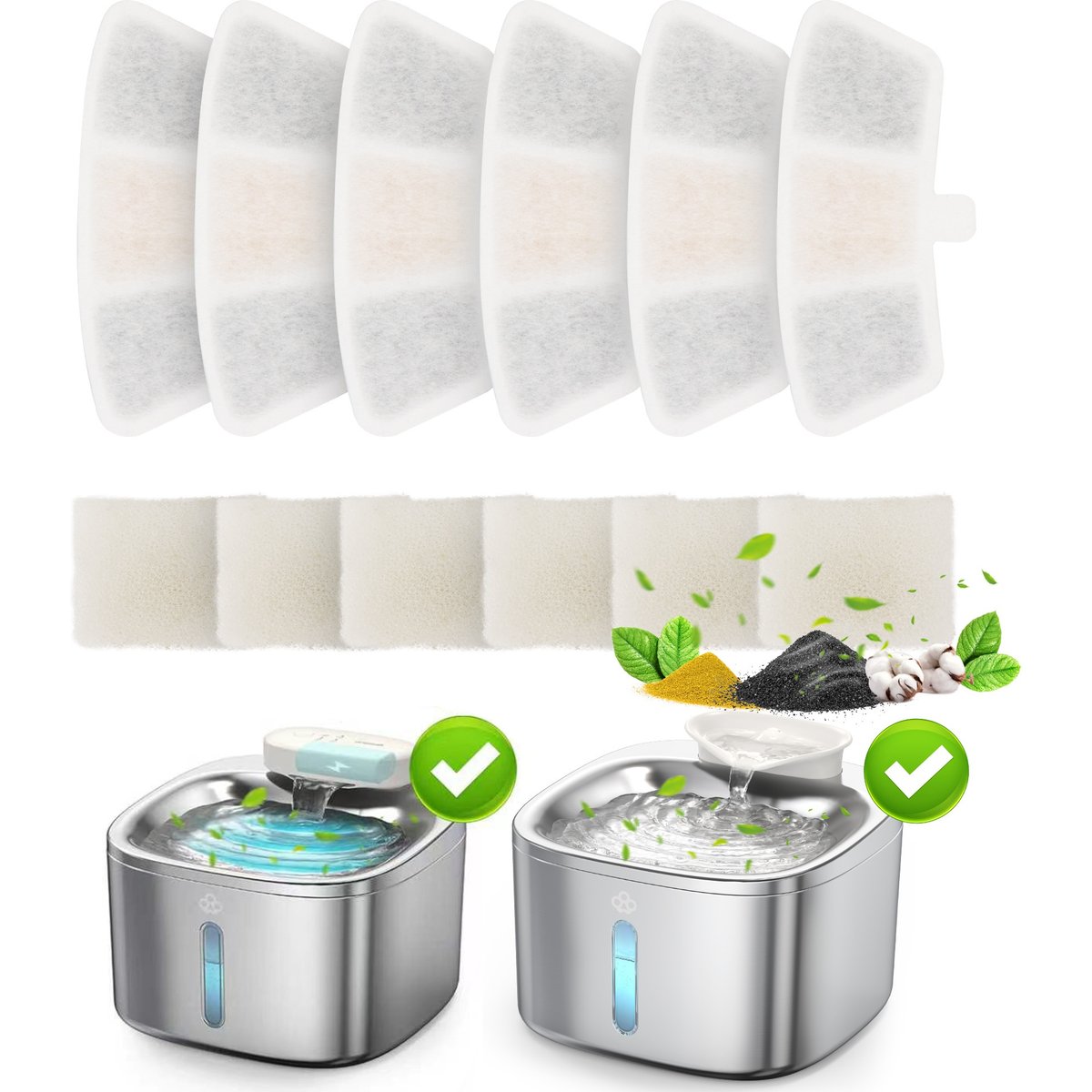 OneIsAll PW03&PW04 Stainless Steel Cat Water Fountain Replacement Filters, 6 count