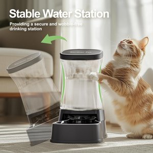 Gardner Pet Stainless Steel Bowls Water Dispenser, Gravity, with Filter BPA-Free Polypropylene Dog & Cat Waterer, 1-gallon, Grey