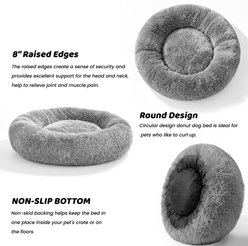 LFC PETS Calming Anti-Anxiety Donut Dog & Cat Bed, Grey, Large slide 2 of 4