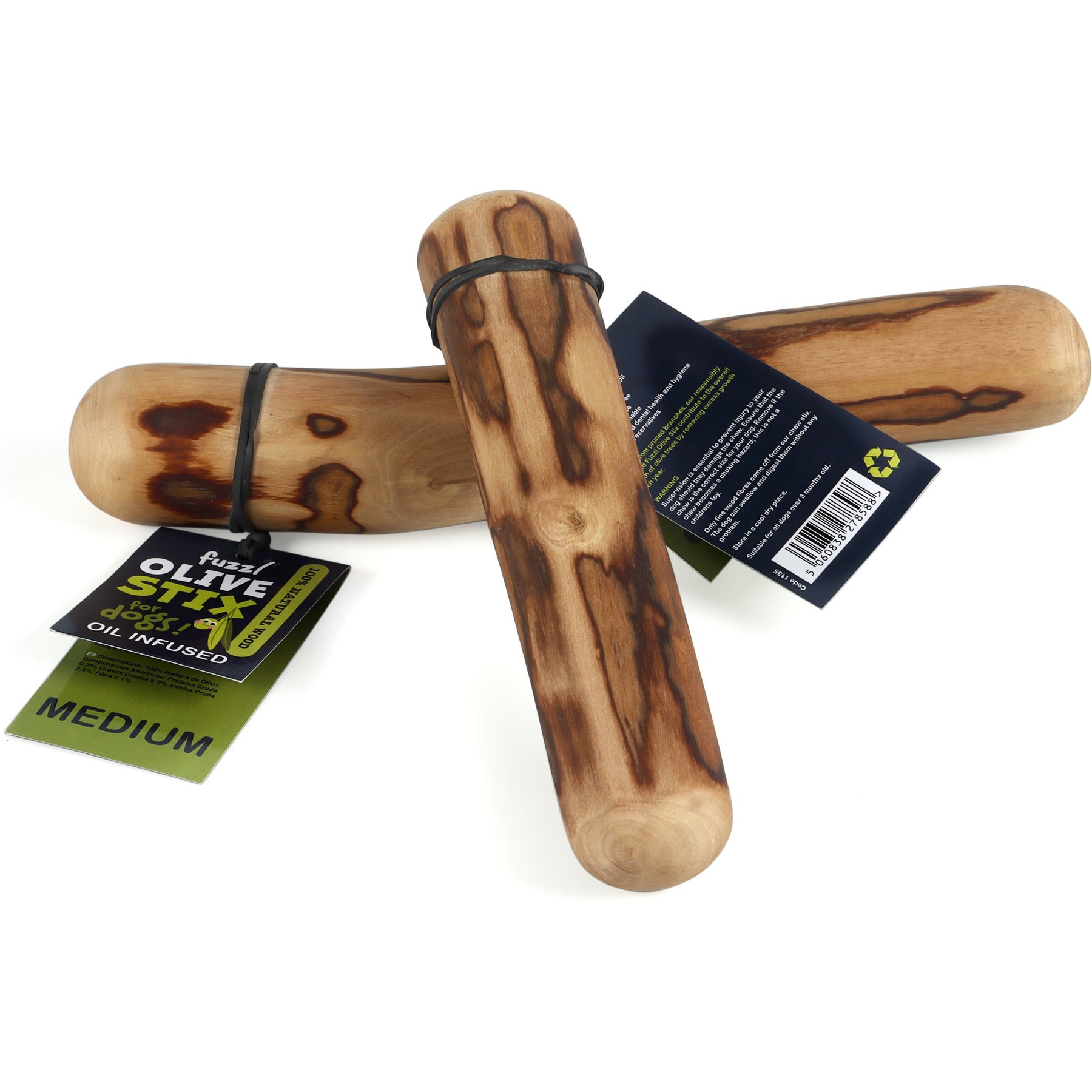 Fuzzl Olive Wood Stix Natural Dog Chew Toy, Medium, 2 count