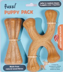 Fuzzl Chew Bone & Crossbone Beef Flavored Small Dog Chew Toy, 2 count