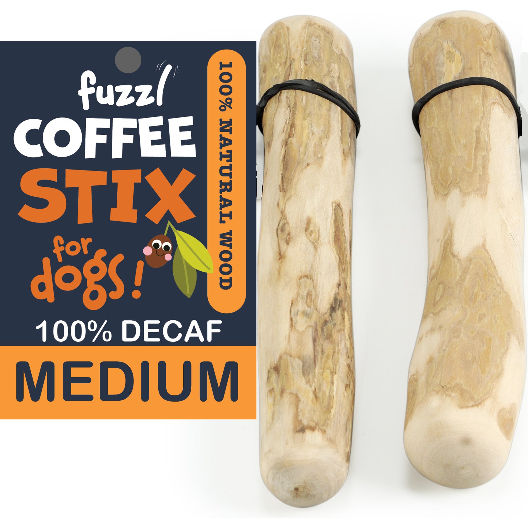 Fuzzl Coffee Stix Wooden Dog Chew Toy, Medium, 2 count