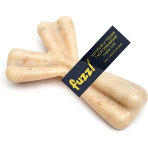 Fuzzl Seriously Tough Tasty Beef Infused Nylon Wishbone Dog Chew Toy, 7-in