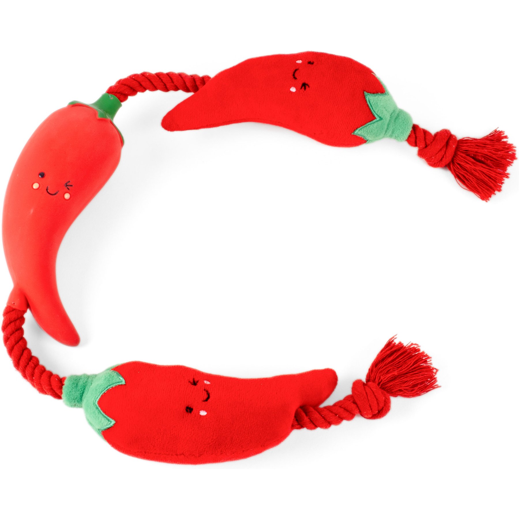 Fuzzl Tugga Chilis Rope & Plush with Squeaker Dog Toy