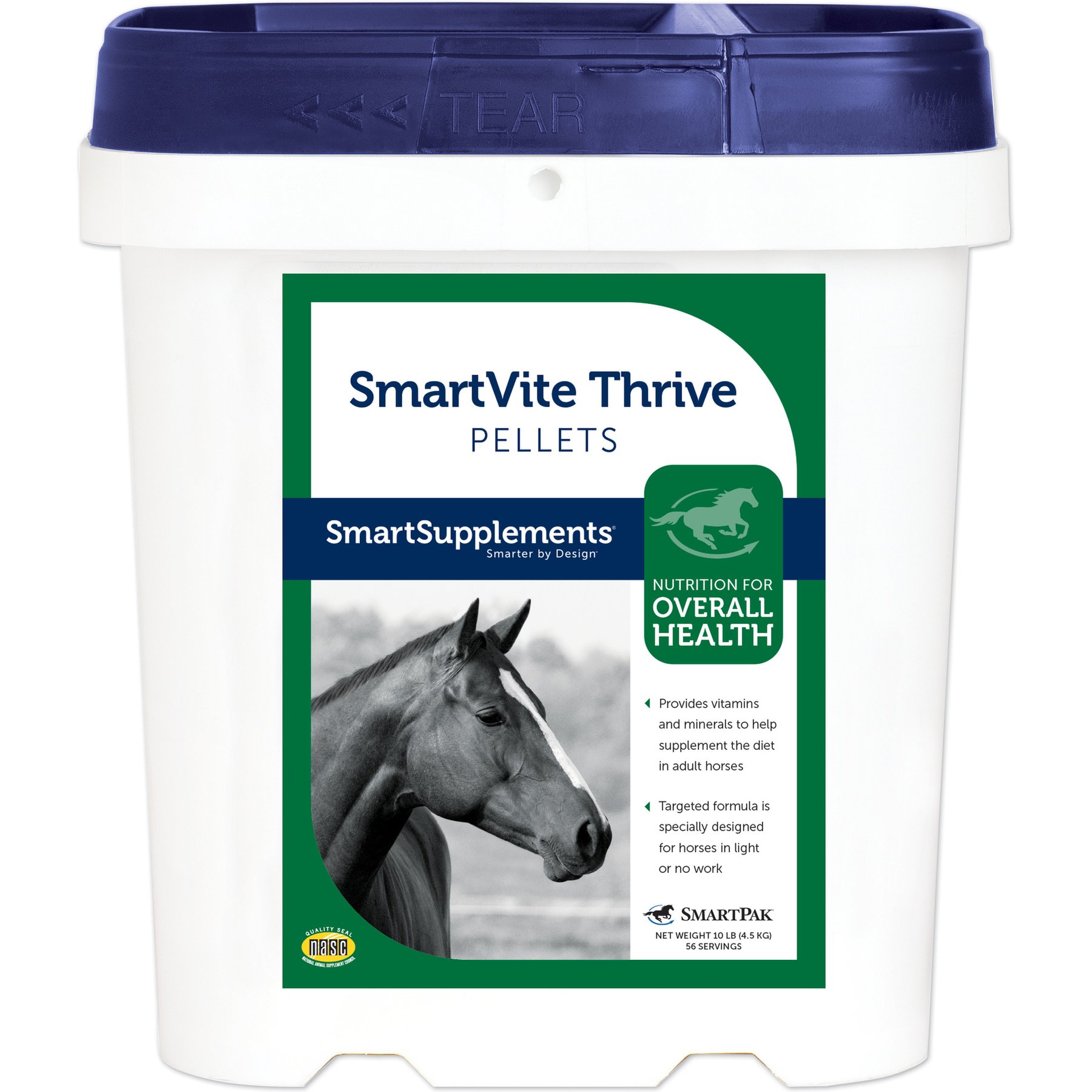 SmartEquine SmartVite Thrive Pellets Supplement for Horses, 10-lb bucket