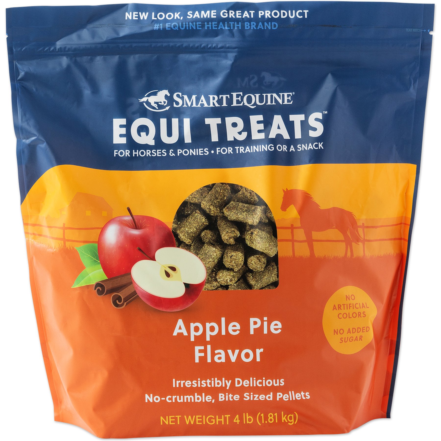SmartPak Equi Treats Bite Sized Apple Pie Pellets Supplement for Horses, 4-lb bag