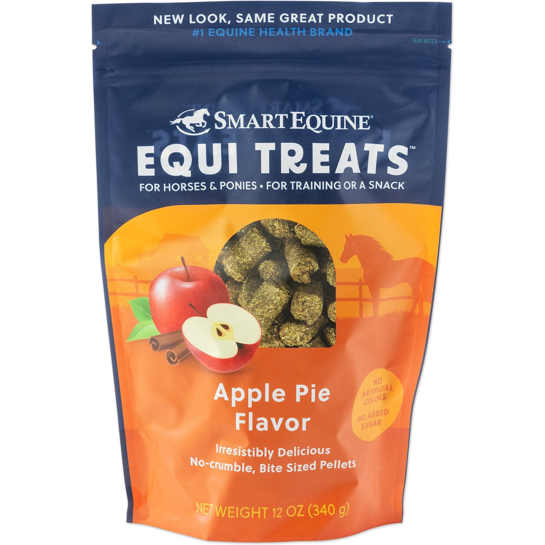 SmartPak Equi Treats Bite Sized Apple Pie Pellets Supplement for Horses, 12-oz bag