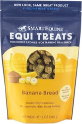 SmartPak Equi Treat Bite Sized Banana Bread Pellets Supplement for Horses, 12-oz bag