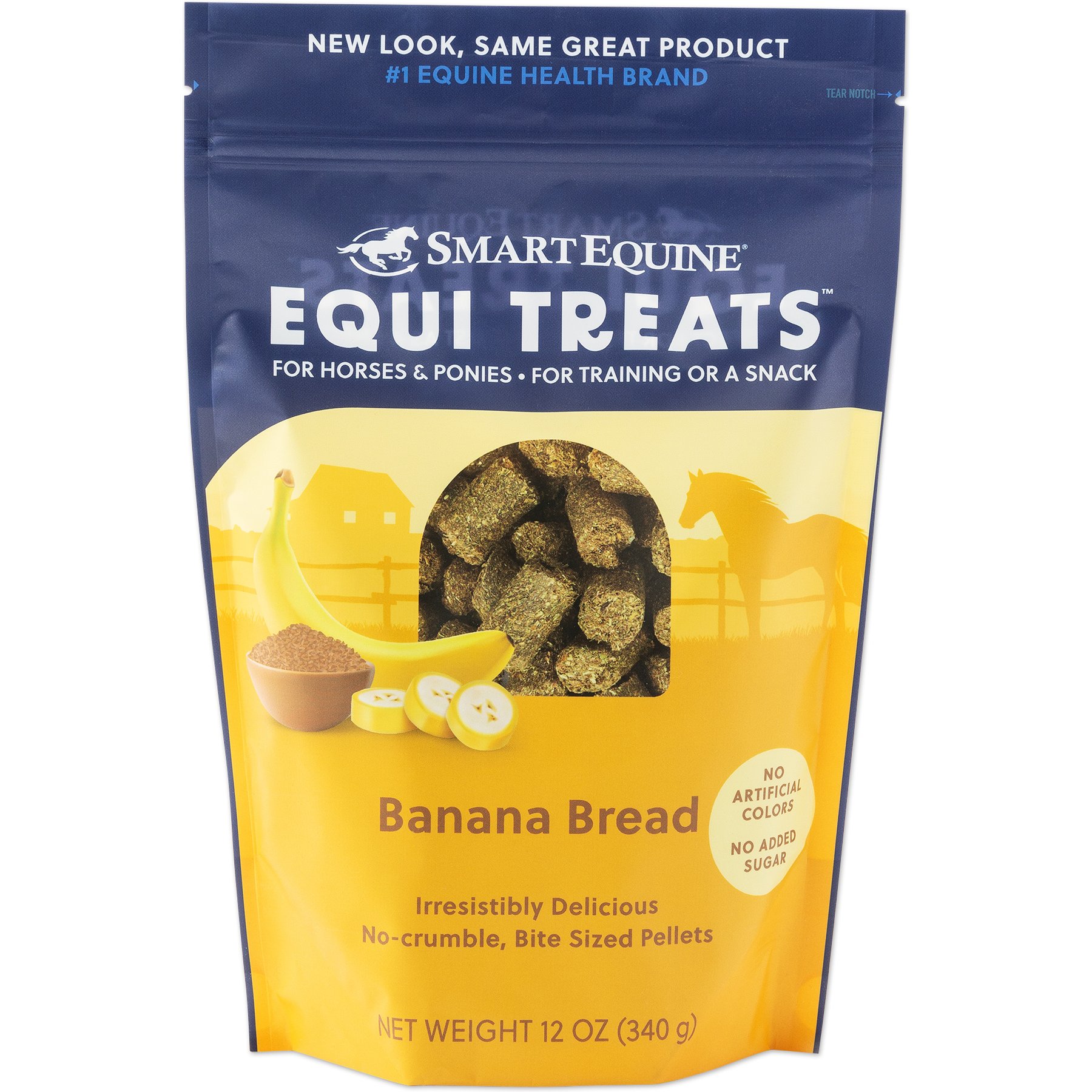 SmartPak Equi Treat Bite Sized Banana Bread Pellets Supplement for Horses, 12-oz bag