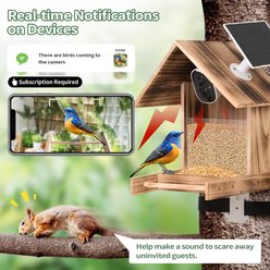 Coziwow Wooden Solar Powered AI 1080P HD Smart Bird Feeder with Camera, 2.5-L slide 2 of 9