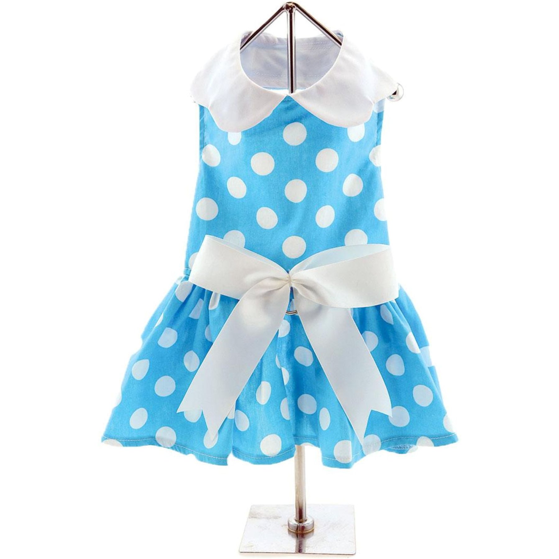 Doggie Design Blue Polka Dot Dog Dress with Matching Leash, X-Small