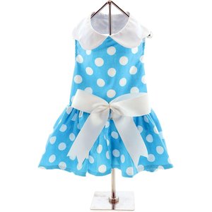 Doggie Design Blue Polka Dot Dog Dress with Matching Leash, X-Small